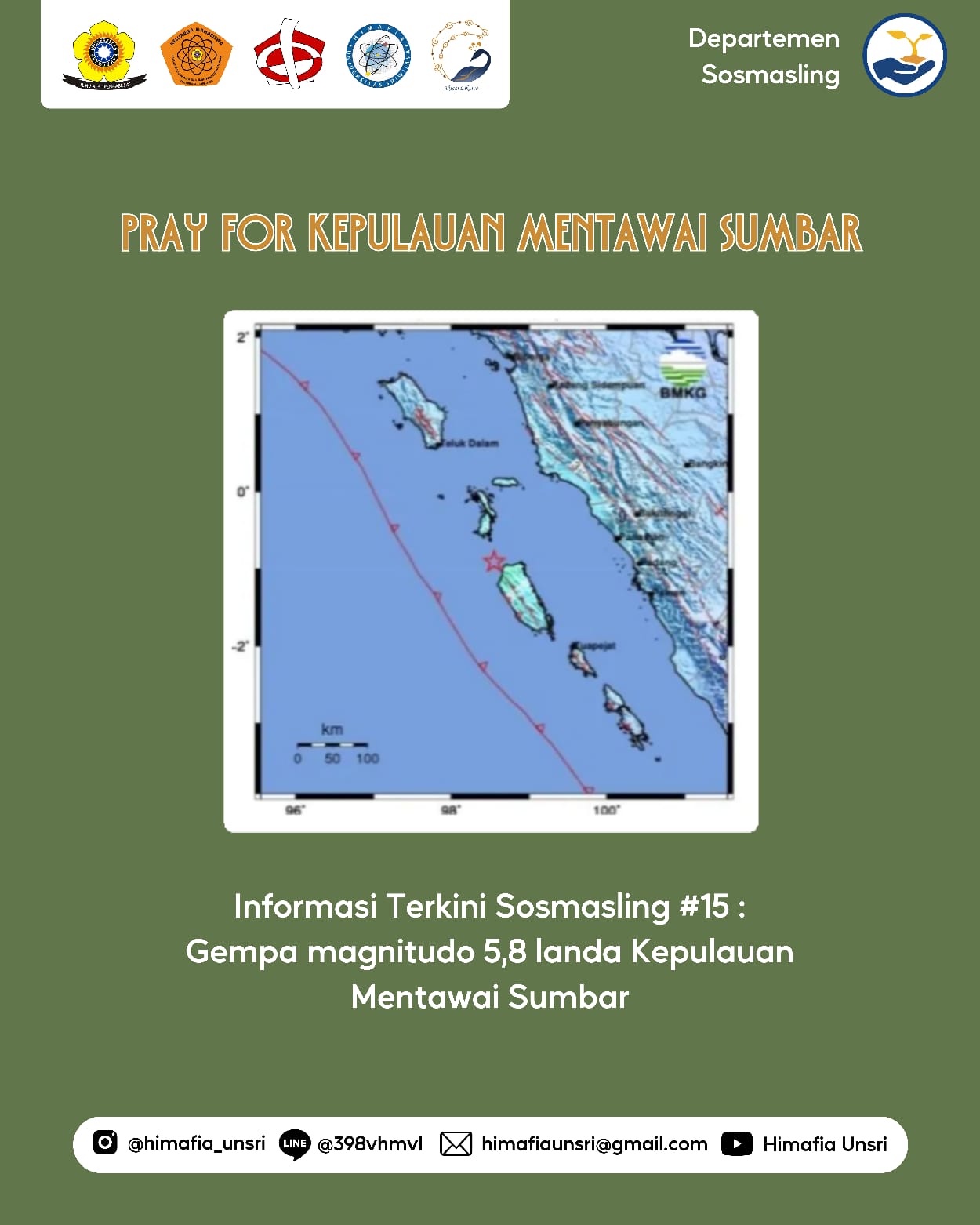[Informasi Terkini Sosmasling #15: Gempa magnitudo 5,8 landa Kepulauan Mentawai Sumbar]